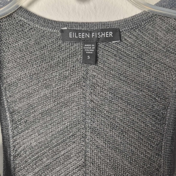 Eileen Fisher Gray Merino Wool Metallic Abstract Texture Knit Racerback Tank Top - Picture 7 of 12